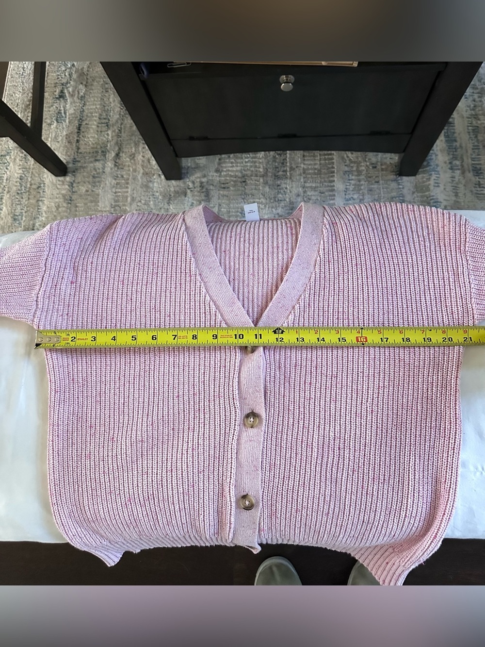 Old Navy Pink Speckled Shaker Knit Cardigan Sweater Large Cotton - Picture 7 of 9